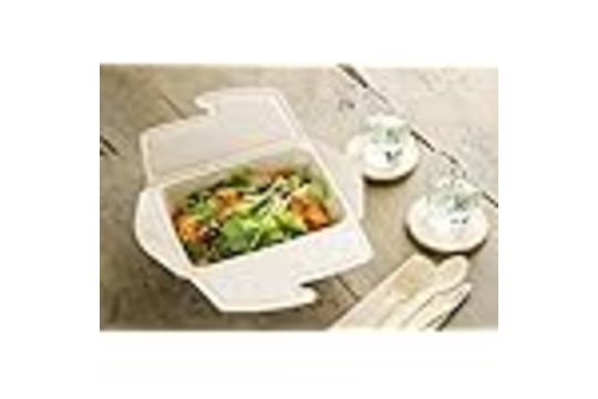 400 MEAL BOXES, BIODEGRADABLE TAKEAWAY DISPOSABLE FOOD CONTAINERS 1000ML, FREEZER-FRIENDLY - Image 2 of 4