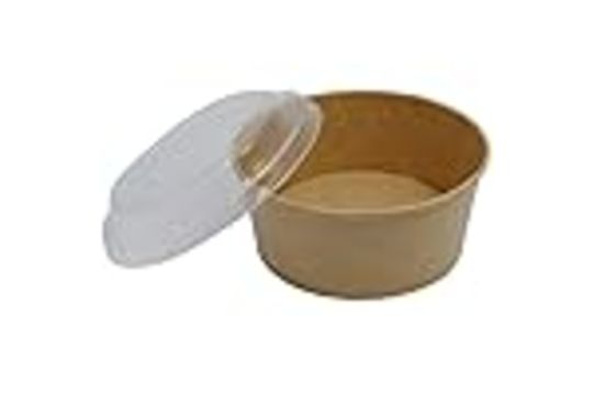 400 30OZ DISPOSABLE KRAFT BOWLS SALAD AND LID, BROWN CONTAINER WITH LIDS (30 OZ - 850ML) - Image 1 of 6