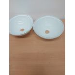 2 X ROUND COUNTER TOP GLASS BASIN 28CM WHITE