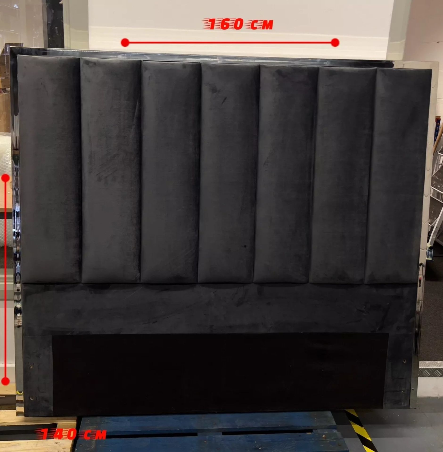 DOUBLE BED HEADBOARD FRAME ONLY GREY CHARCOAL CHROMENEW