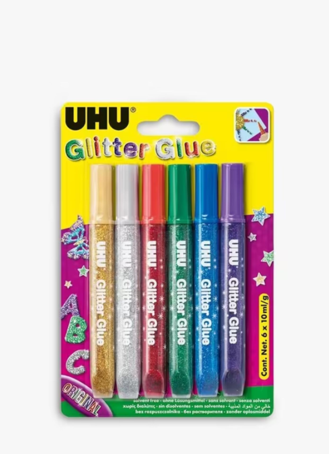 Bright Creations Glitter Glue For Crafts & Glue Pens - Easy-Squeeze Washable Bottles Bulk Multipack Craft Glitter - Pack Of 12, 20 Ml, Neon Metallic Colors, Color: Multicolor