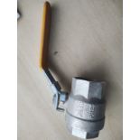 2" BRASS BSPT BALL VALVE - YELLOW LEVER HANDLE - LOCKABLE - MS58 - NEW NO BOX