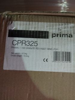 PRIMA+ 1.5 BOWL GRANITE REVERSIBLE INSET KITCHEN SINK & DRAINER - GREY - CPR325