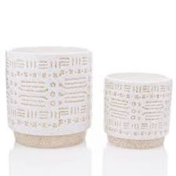 128 X BRAND NEW SET OF 2 WHITE TEXTURED PLANTERS 17CM & 12CM