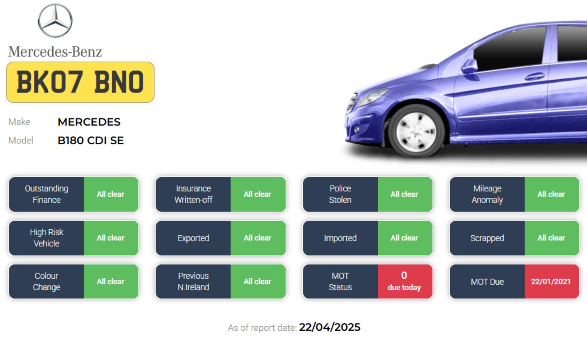 2007 MERCEDES-BENZ B180 CDI SE – 2.0 DIESEL – 5 SEATER MPV >>--NO VAT ON HAMMER--<< - Image 12 of 12
