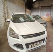 2015 FORD KUGA ZETEC TDCI – 2.0 DIESEL – MANUAL – WHITE – SUV - NO VAT ON HAMMER