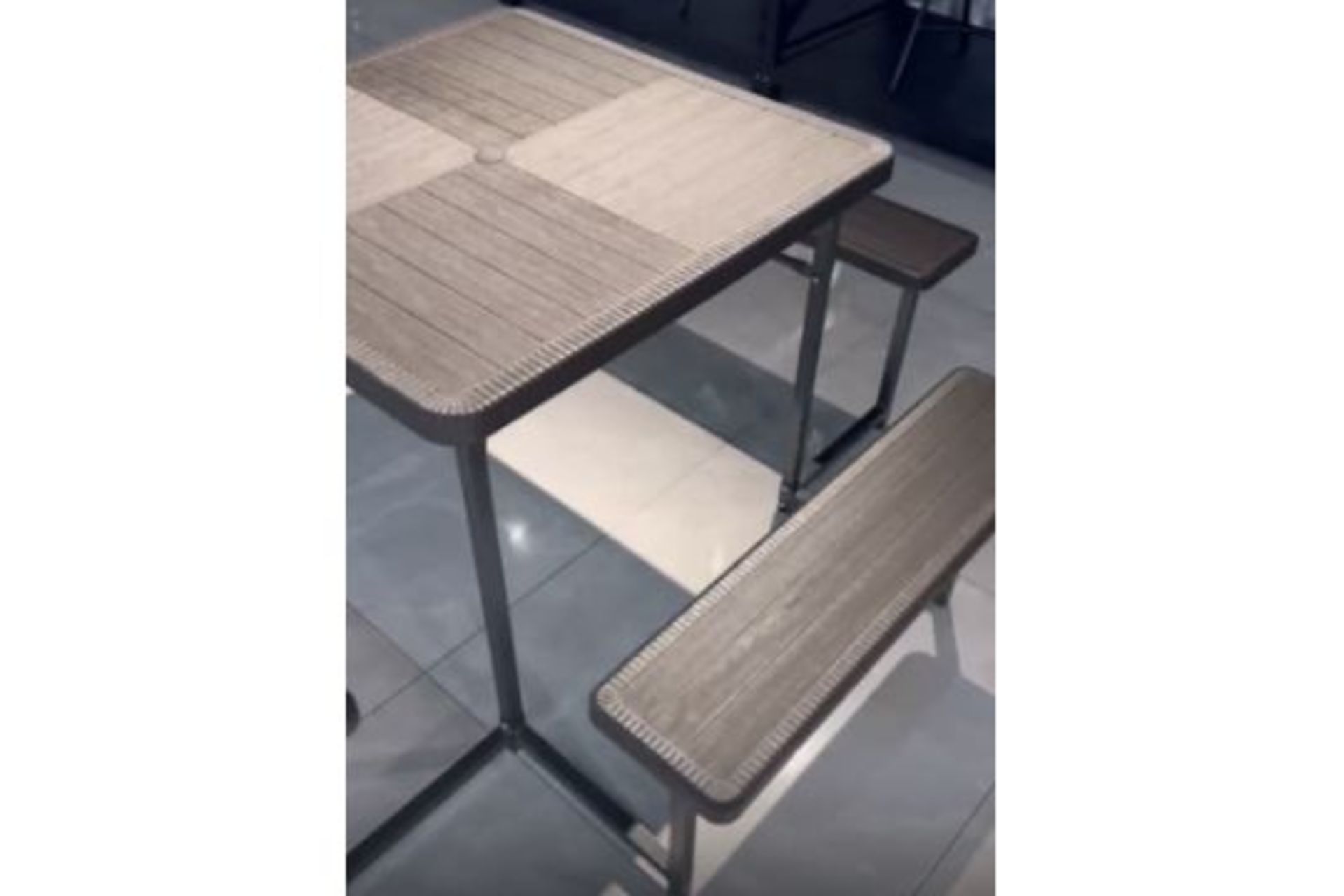 New and Boxed Vivofuori 34" Square picnic Table Set. L86*W86*H74cm (Table) L86*W21.5*H44cm (Benc