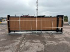 UNUSED 20FT ELECTRIC CANTILEVER GATE, TEAK COMPOSITE FINISH, ELECTRIC MOTOR & REMOTES