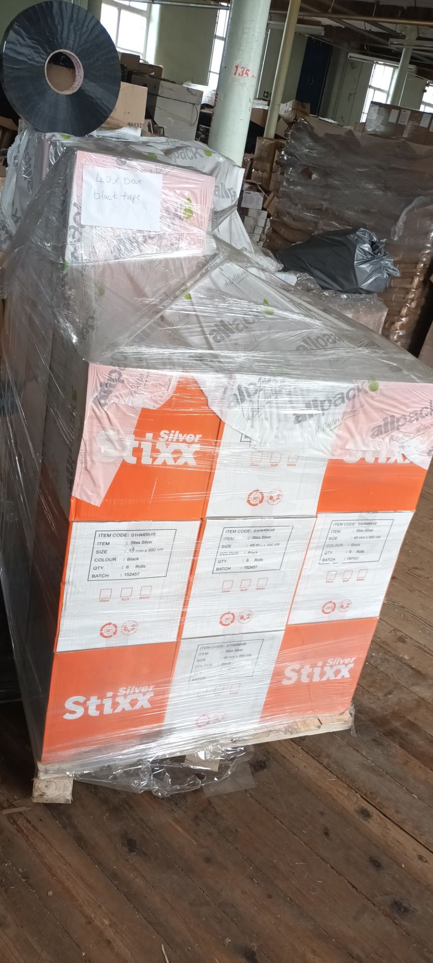 320 X SILVER STIXX EXTRA LONG 900MTR BLACK TAPE 48MM (20 X NORMAL LENGTH) - Image 4 of 4