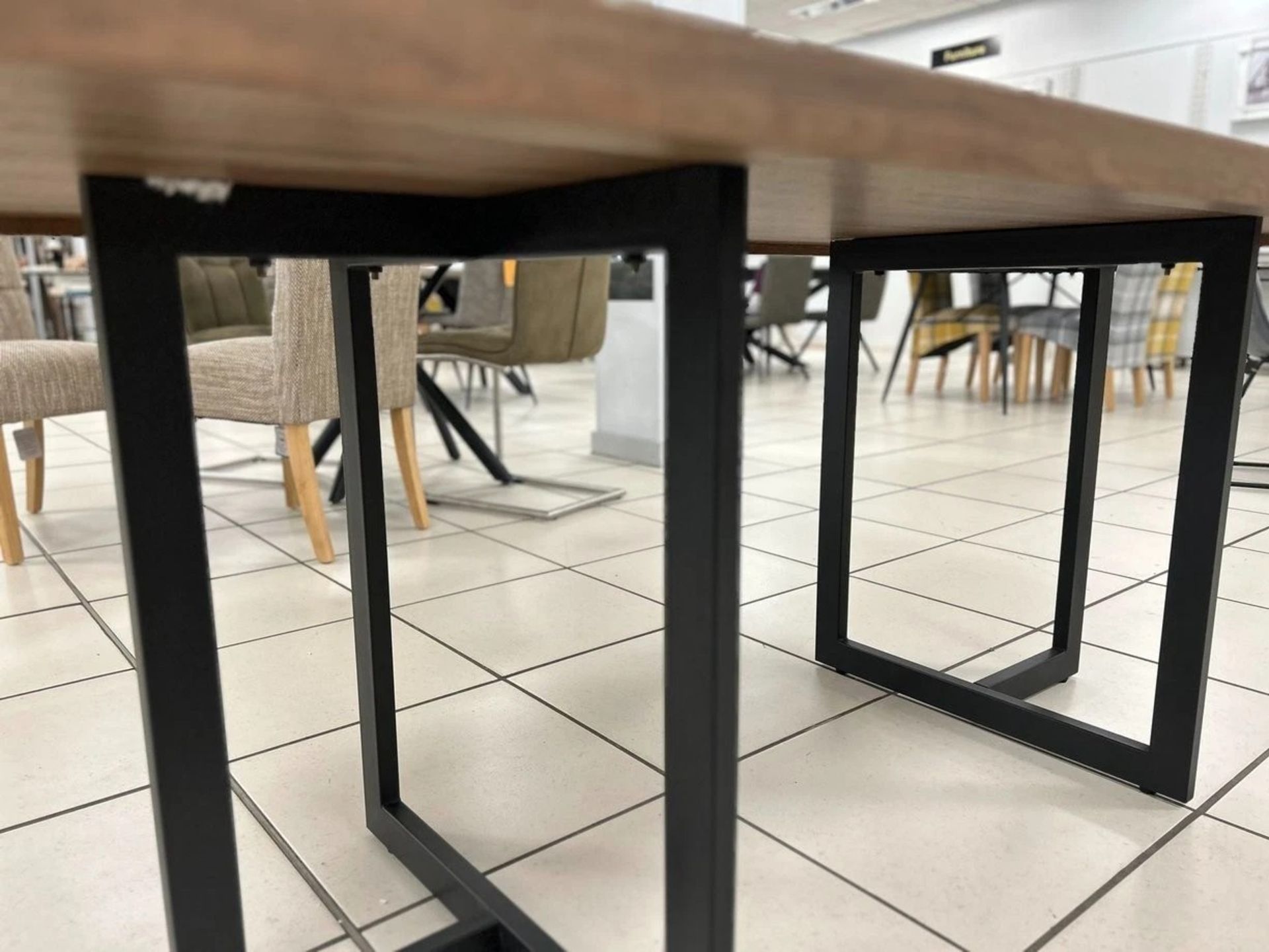 FURNITURE VILLAGE 1.8M DINING TABLE & METAL LEGS BLACK POWDER COATED - Image 4 of 5