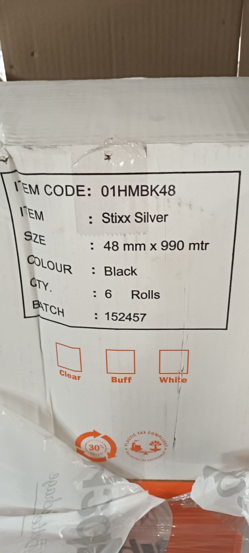 320 X SILVER STIXX EXTRA LONG 900MTR BLACK TAPE 48MM (20 X NORMAL LENGTH) - Image 3 of 4