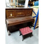 LARGE PIANO WOODEN WITH STOOL