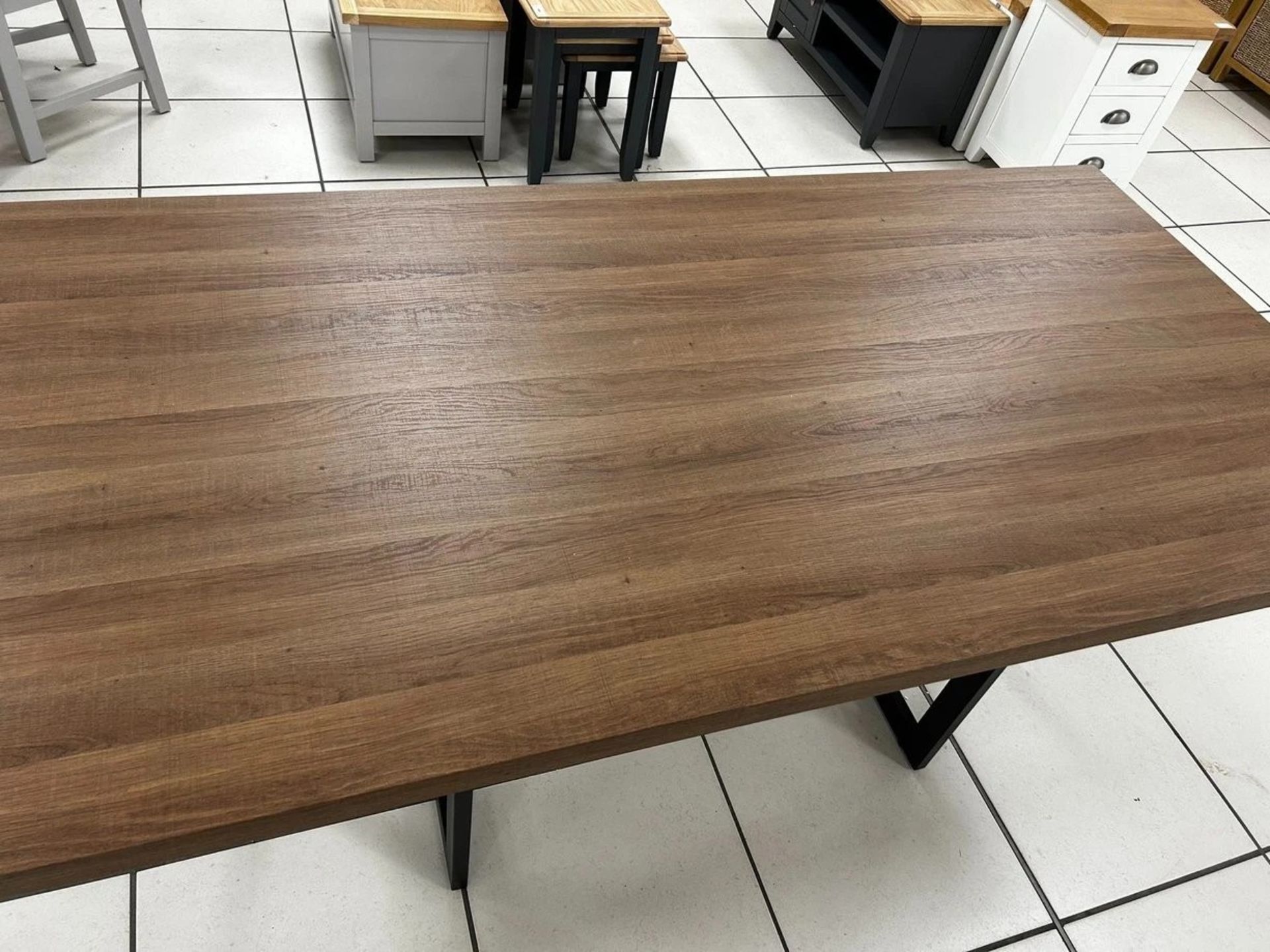 FURNITURE VILLAGE 1.8M DINING TABLE & METAL LEGS BLACK POWDER COATED - Image 2 of 5