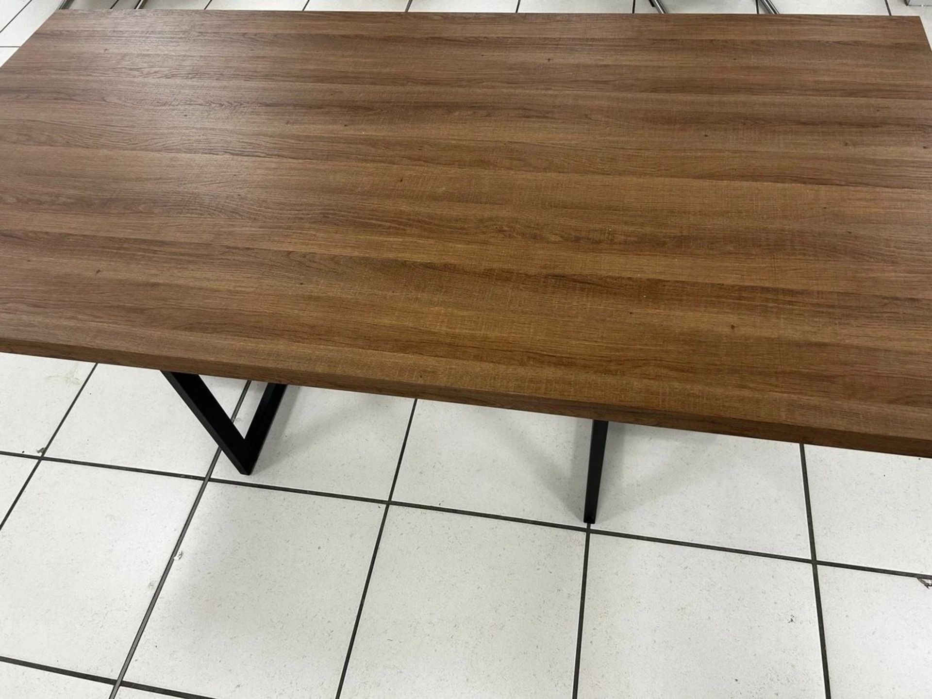 FURNITURE VILLAGE 1.8M DINING TABLE & METAL LEGS BLACK POWDER COATED - Image 3 of 5