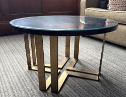 2X GLASS TOP COFFEE TABLES RETRO HOTEL RECEPTION AREA QUALITY