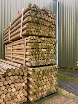 100NO 100MM X 3600MM TANALISED MACHINE ROUNDED FENCING POLES POSTS