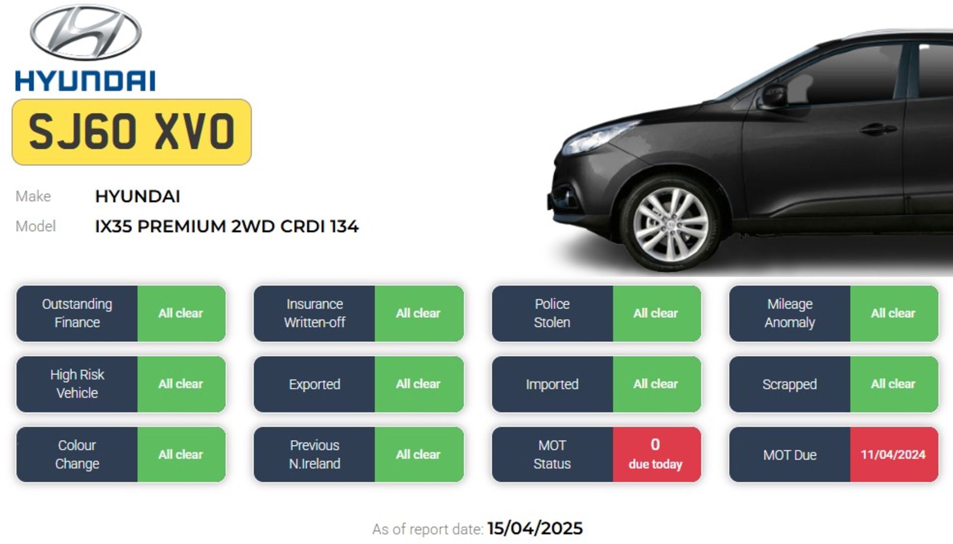 2010 HYUNDAI IX35 PREMIUM 2WD CRDI 134 – 2.0 DIESEL SUV >>--NO VAT ON HAMMER--<< - Image 8 of 9