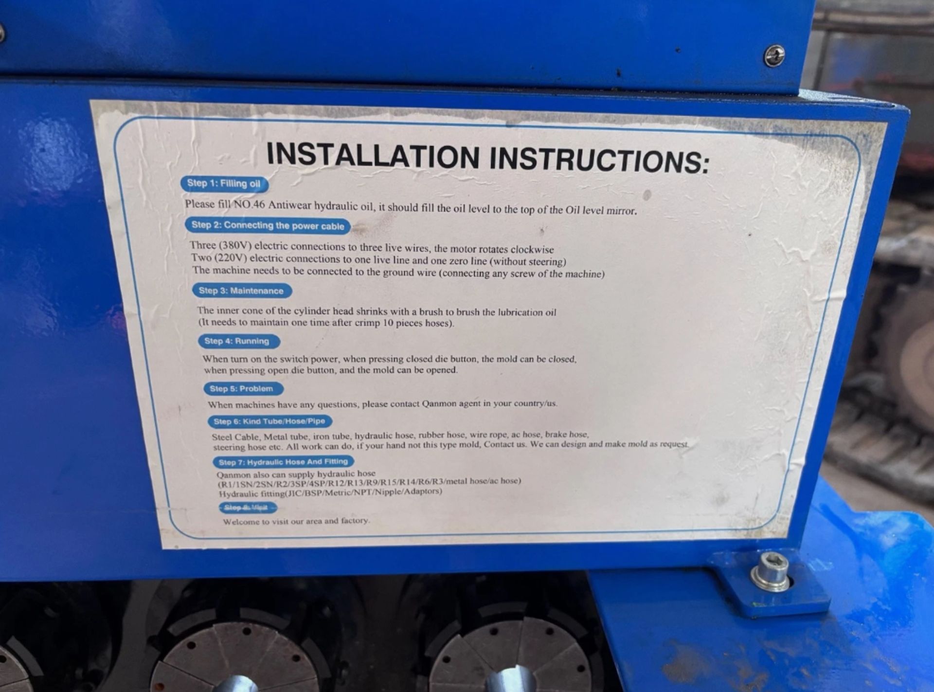 NEW CHAMPS P20 HYDRAULIC AUTOMATIC HOSE PIPE CRIMPING MACHINE - Image 10 of 10