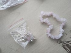 ROSE QUARTZ CRYSTAL CHIP BRACELET AND EARRING SET JOBLOT OF 19 - BRAND NEW