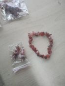 CARNELIAN CRYSTAL CHIP BRACELET AND EARRING SET JOBLOT OF 19 - BRAND NEW