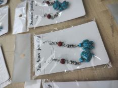 STAINLESS STEEL AQUA TURTLE HANGING EARRING SETS JOBLOT OF 12 - BRAND NEW