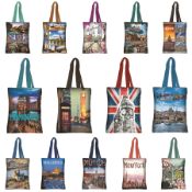 80 X MIX DESIGN CITY HOLIDAY THEME TOTE BAGS - REUSABLE FOLDABLE