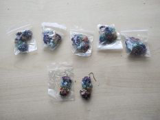 CHAKRA CRYSTAL CHIP LARGE CLUSTER HANGING EARRING SETS JOBLOT OF 6 - BRAND NEW