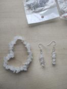 CLEAR QUARTZ CRYSTAL CHIP BRACELET AND EARRING SET JOBLOT OF 23 - BRAND NEW