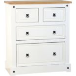 CORONA 2+2 DRAWER CHEST, WHITE/DISTRESSED WAXED PINE
