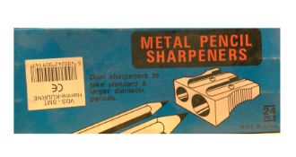 SET OF 120 METAL PENCIL SHARPENERS - DUAL SHARPENER (5 BOXES OF 24 PIECES EACH)