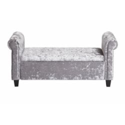 BRAND NEW ARGOS CRUSHED VELVET OTTOMAN SILVER