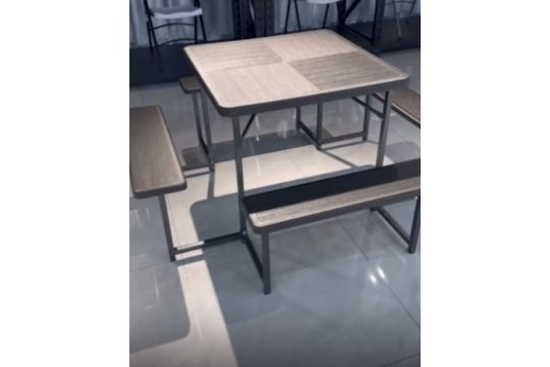 BULK LOT OF 5 NEW AND BOXED VIVOFUORI 34" SQUARE PICNIC TABLE SET. L86*W86*H74CM (TABLE) - Image 5 of 6