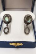 STUNNING MARQUISETTE & MOTHER OF PEARL EARRINGS/SILVER IN GIFT BOX *