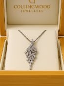 BAGUETTE & ROUND CUT DIAMOND CASCADE NECKLACE IN 18CT WHITE GOLD GIFT BOX+CERT OF £4,500