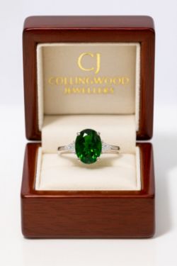 PLATINUM DIOPSIDE & DIAMOND RING INSURANCE VALUE CERTIFICATED £1795