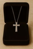 PRELOVED 14CT WHITE GOLD CUBIC ZIRCONIA CROSS