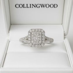 0.50CT DIAMOND CLUSTER RING/9CT WHITE GOLD SIZE O INSURANCE VALUE CERTIFICATED £1590