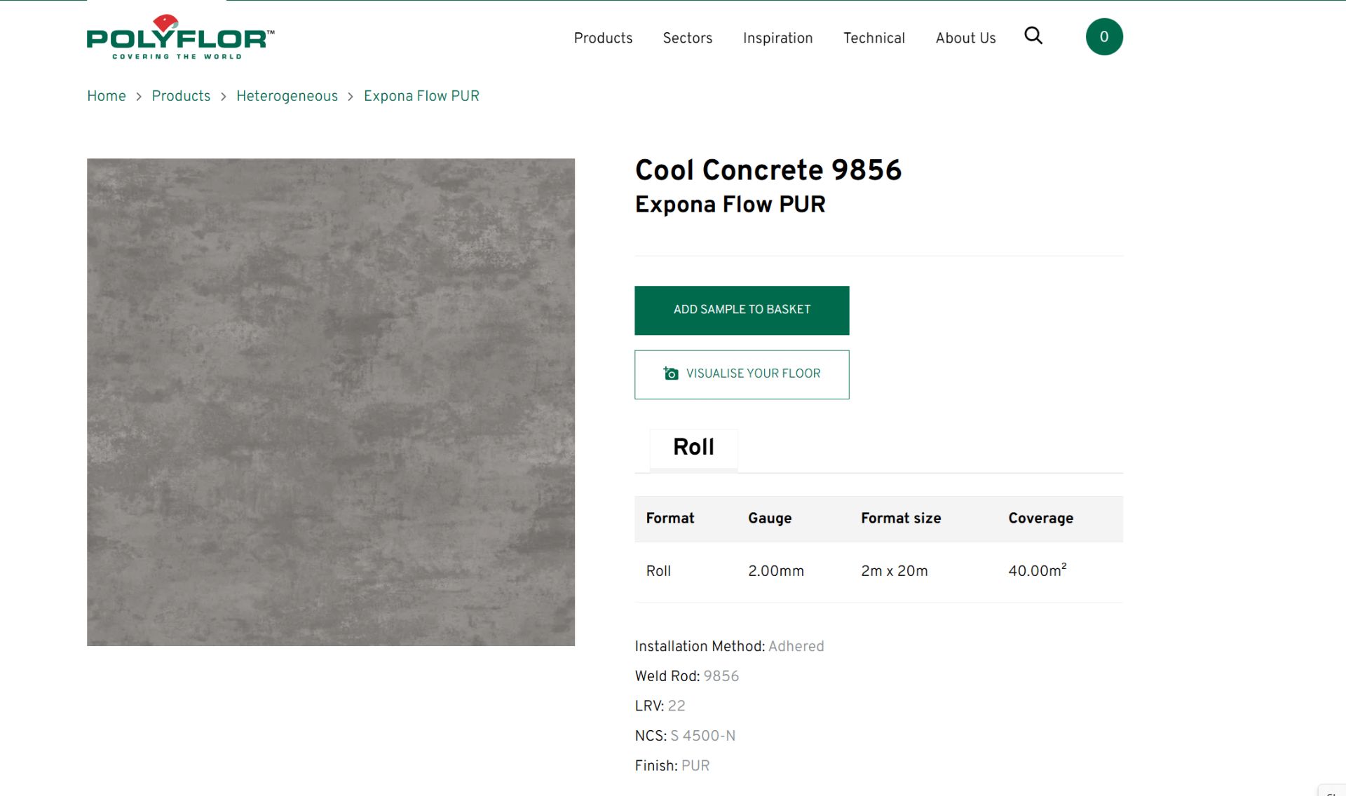 1 X ROLL (20M2) EXPONA FLOW COOL CONCRETE VINYL SHEET ON ROLL - RRP £600 - Image 2 of 2