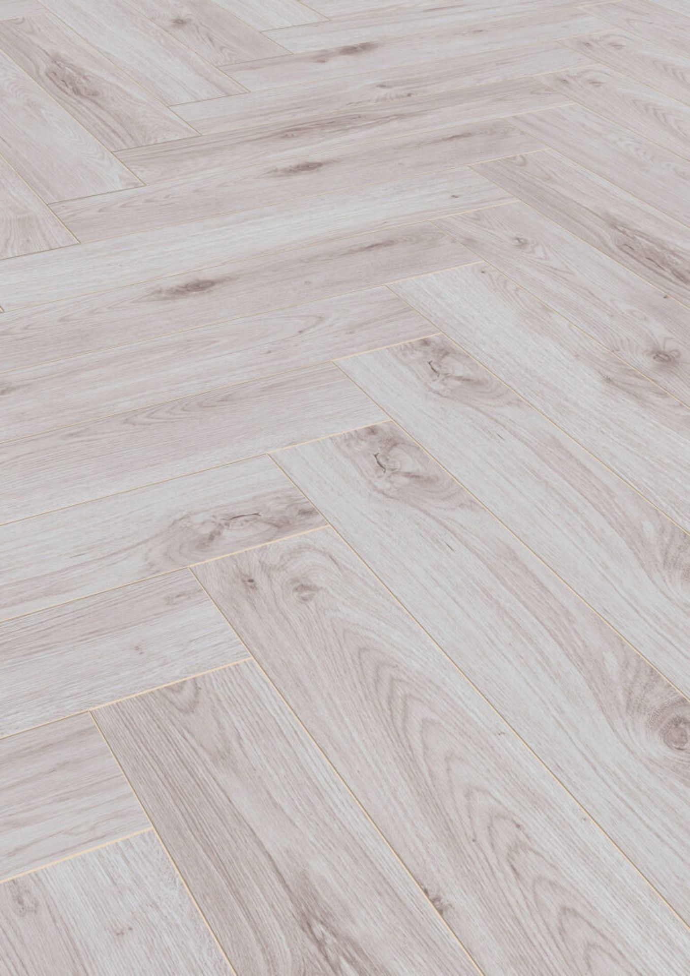 12 X PACKS (14.88M2) KRONOTEX 8MM HERRINGBONE LAMINATE – BORDEAUX OAK WHITE - RRP £1,100 - Image 2 of 4