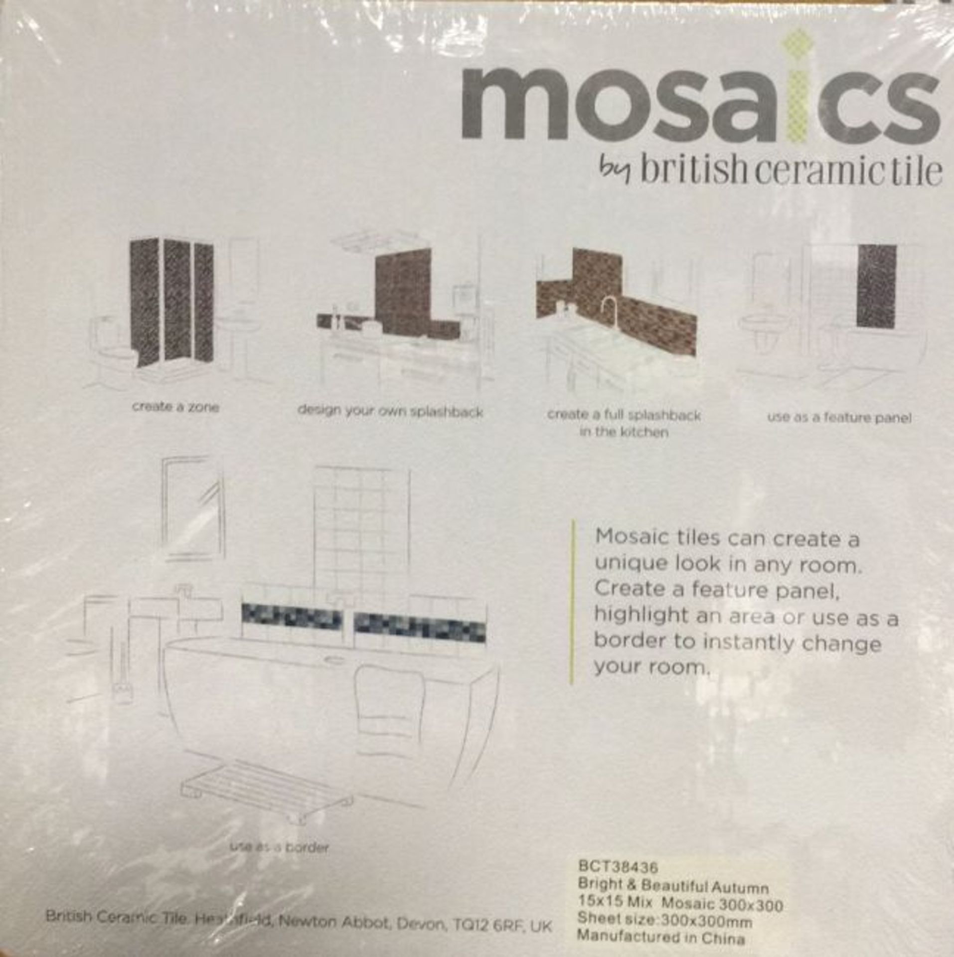 36 BXS (360 PCS) BRIGHT & BEAUTIFUL AUTUMN MIX MOSAIC WALL TILE SHEETS 300X300MM - Image 2 of 3