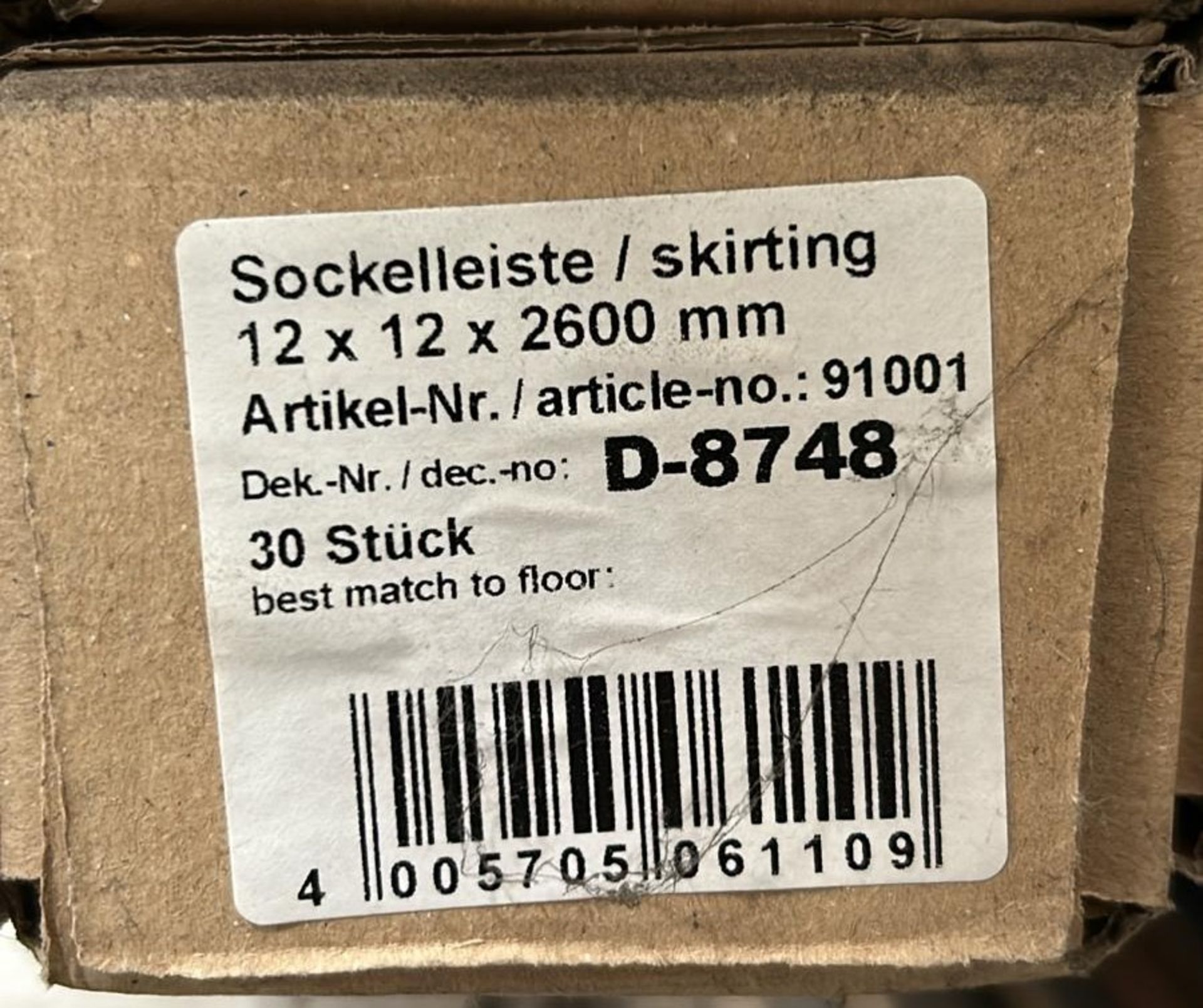 30 BXS (900 LENGTHS) LAMINATE FLOOR BEADING 12X12X2600MM SPLIT ACROSS 6 COLOURS - Image 7 of 7