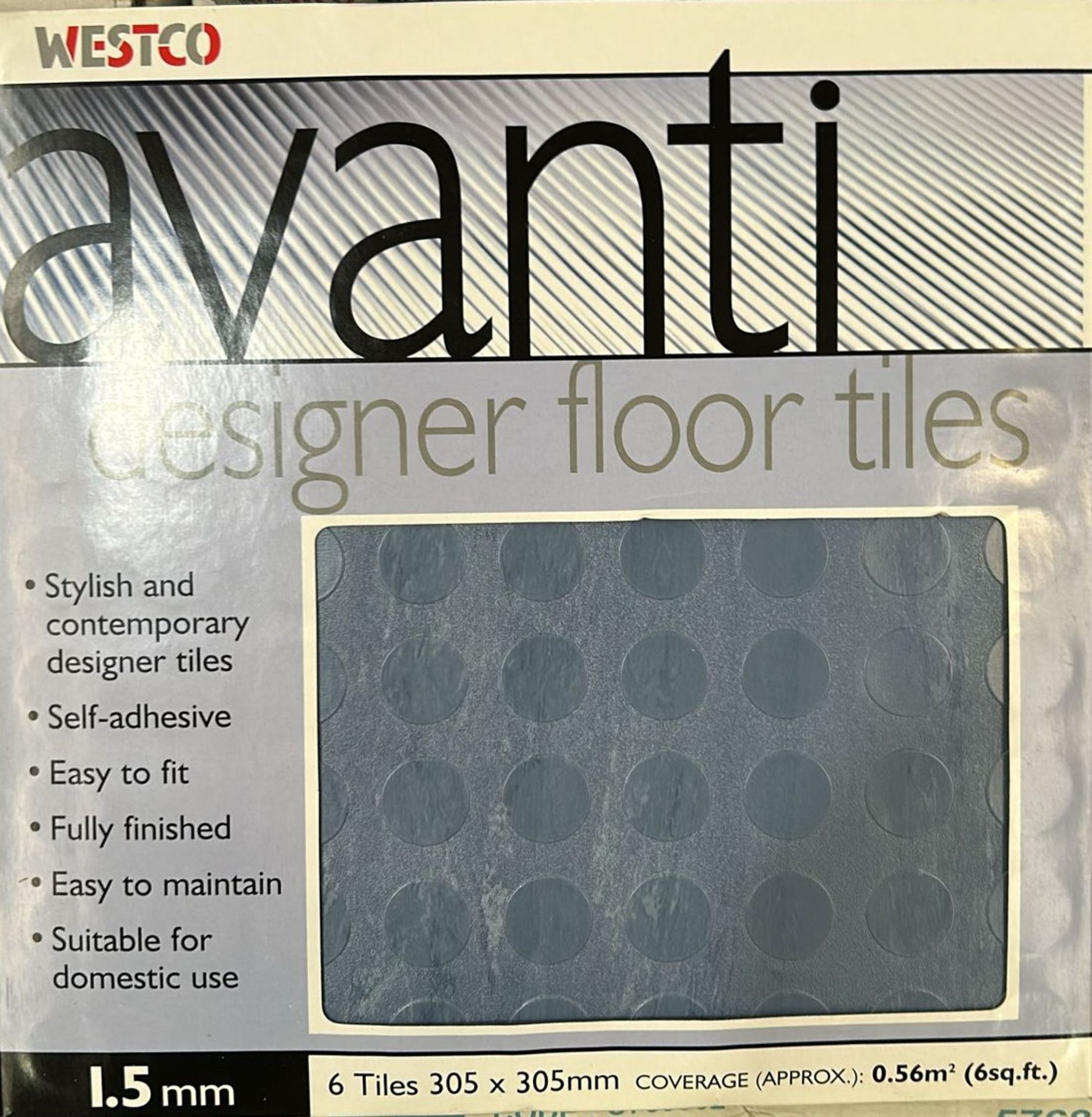 272 PACKS WESTCO AVANTI VINYL DESIGNER FLOOR TILES BLUE RAISED STUD 305X305X1.5MM