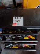 Four drawer tool chest with assorted tooling inside.
