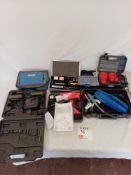 RSPro hot air gun, assorted tooling, 2 lithium 20V batteries with charger
