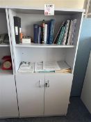 Two 2-door storage cabinets with shelving