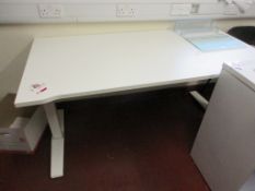 Melamine top manual rise straight table, 1.6m x 800mm, 1 x folding chair