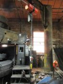 Jib crane with Hitachi, type 181 electric chain hoist, serial no. BEW, SWL 1000kg with pendant