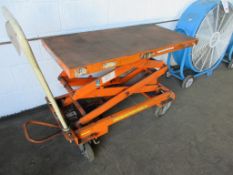 Bishamon hydraulic mobile scissor lift table, capacity 300kgs