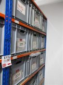 Contents of bay to include 21 boxes of various YTT gas throttle hoses, mirror wing covers & wiper