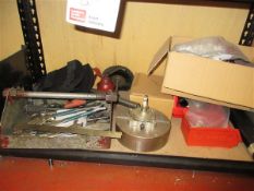 Contents of two shelves to include hand tools & spares